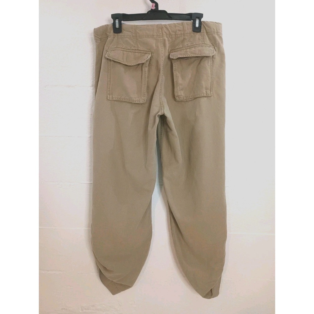 Gap Linen Cotton Canvas Straight Leg Roll Tab Utility Pants Drawstring Pocket 34 - Picture 7 of 16